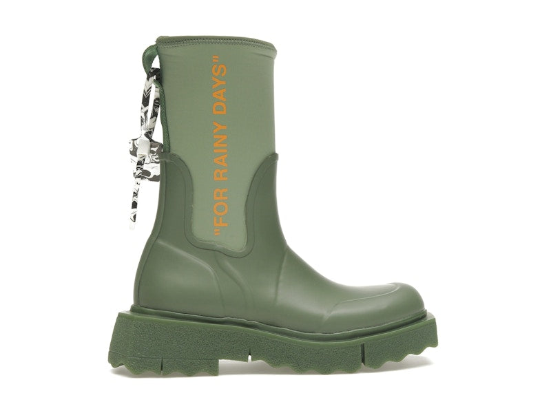 OFF-WHITE Zip-tie Rain Boots Green (Women's)