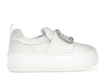 Roger Vivier Viv' Up White Crystal Buckle (Women's)