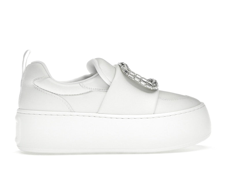 Roger Vivier Viv' Up White Crystal Buckle (Women's)