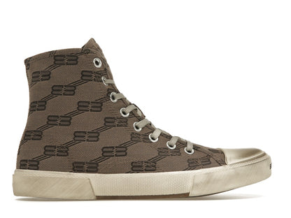 Balenciaga Paris High Top BB Monogram Dark Beige Brown