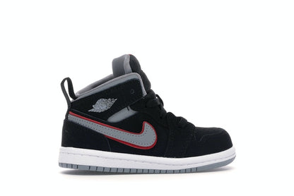 Jordan 1 Mid Black Particle Grey Gym Red (TD)