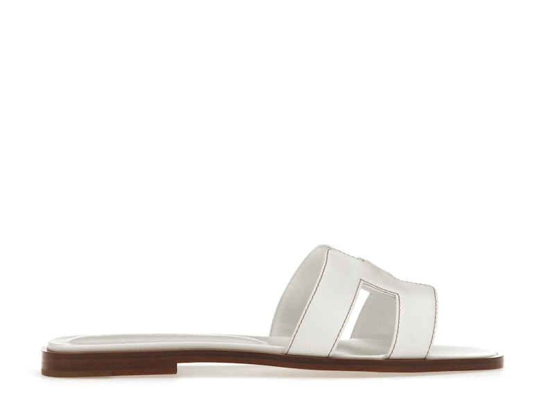 Hermes Oran Sandal Blanc Box Calfskin Leather