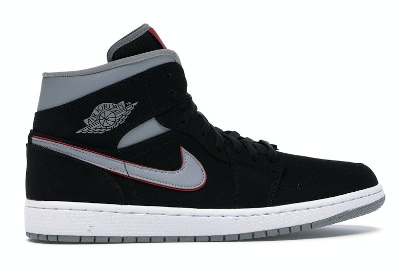 Jordan 1 Mid Black Particle Grey Gym Red