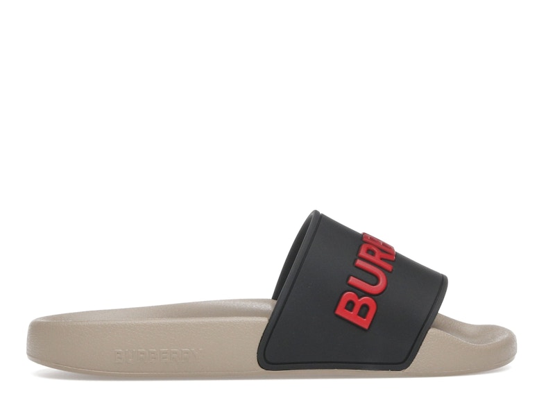 Burberry Embossed Logo Slide Black Red Tan (Women's)