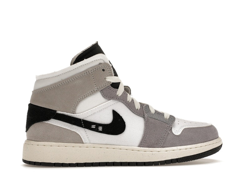 Jordan 1 Mid SE Craft White Cement Grey Black (GS)