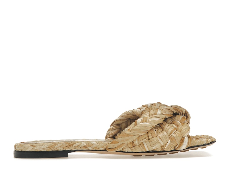 Bottega Veneta Raffia Stretch Flat Sandals Macadamia (Women's)