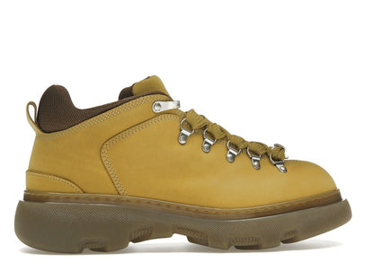 Burberry Lace Up Leather Ankle Boot Mustard Yellow