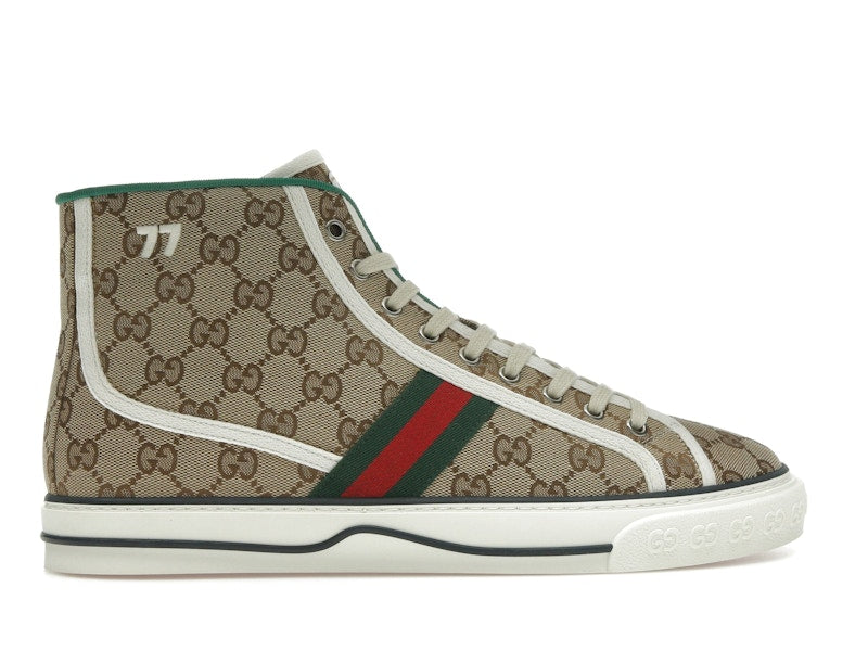 Gucci Tennis 1977 Canvas High Top Beige GG Print