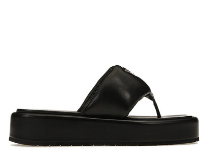 Prada Soft Padded 35mm Thong Wedge Sandals Black Nappa Leather