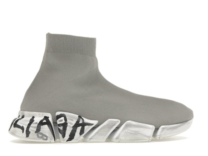 Balenciaga Speed 2.0 Graffiti Recycled Knit Grey White
