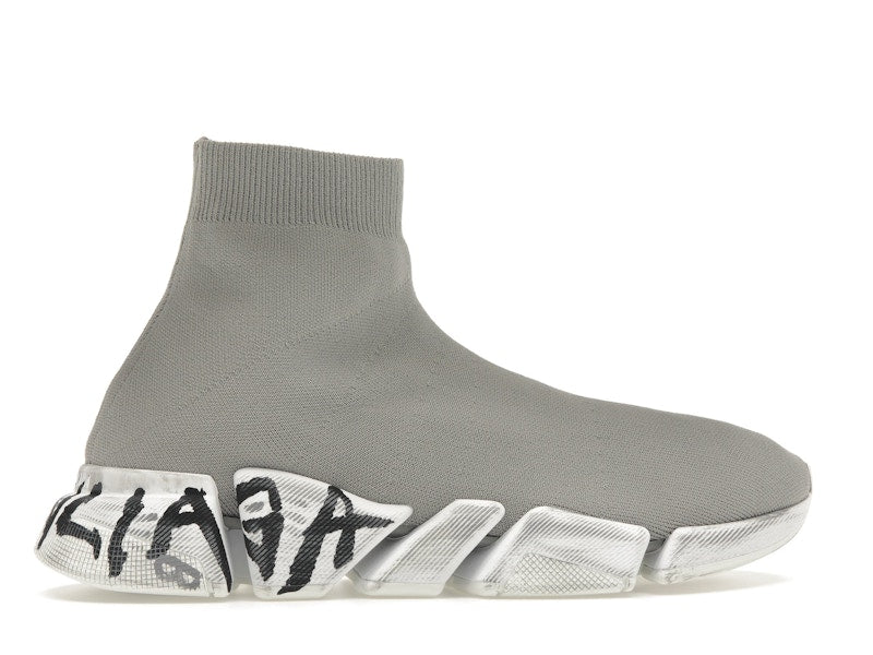 Balenciaga Speed 2.0 Graffiti Recycled Knit Grey White