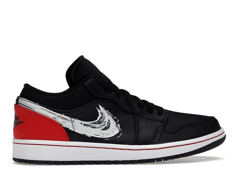 Jordan 1 Low Brushstroke Swoosh Black