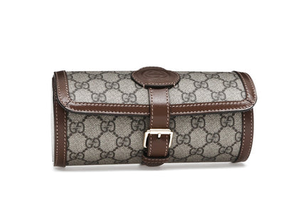 Gucci Supreme Monogram Watch Role Bag Brown