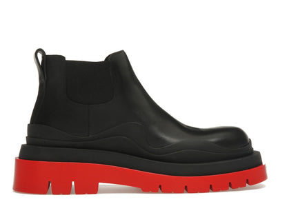 Bottega Veneta Tire Ankle Chelsea Boot Black Red (Women's)