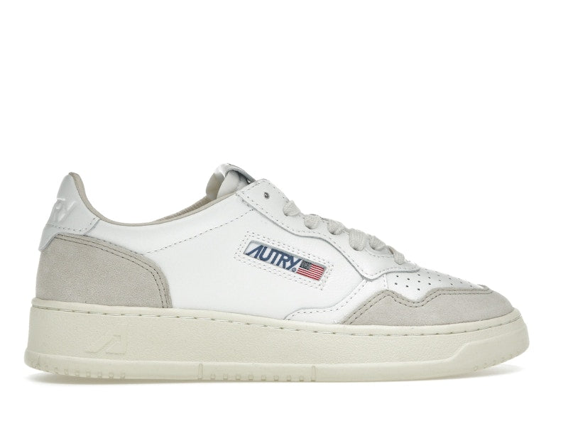 Autry Medalist Leather Low White Beige Suede (Women's)