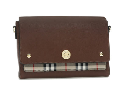 Burberry Vintage Check and Leather Note Crossbody Bag Tan
