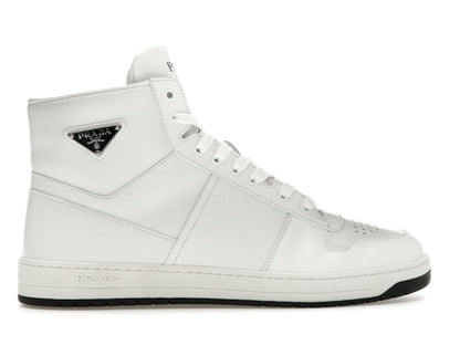 Prada Downtown High Top Sneakers Leather White White Black