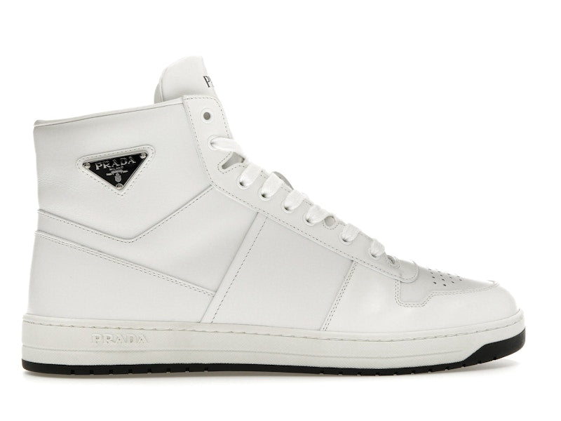Prada Downtown High Top Sneakers Leather White White Black