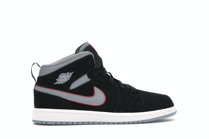 Jordan 1 Mid Black Particle Grey Gym Red (PS)