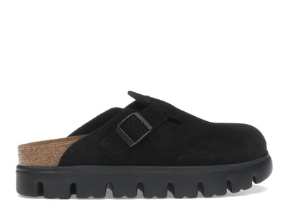 Birkenstock Boston Chunky Suede Black Black Sole (Narrow) (Women's)
