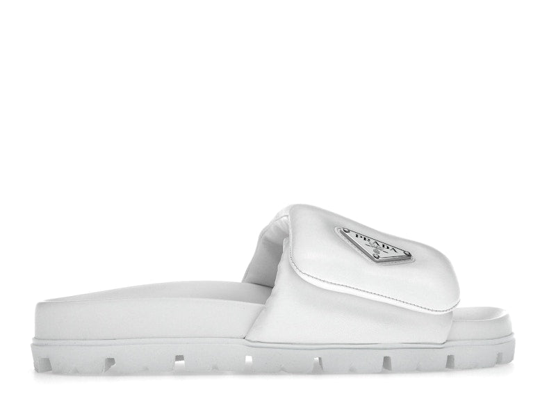 Prada Soft Padded 20mm Slide Sandal White Nappa Leather