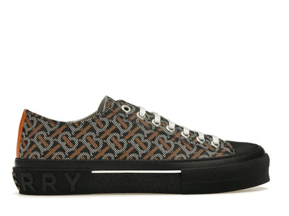Burberry Monogram Pattern Low Top Black Orange Canvas