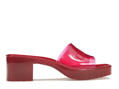 Gucci 60mm Slide Sandal Hibiscus Red Rubber