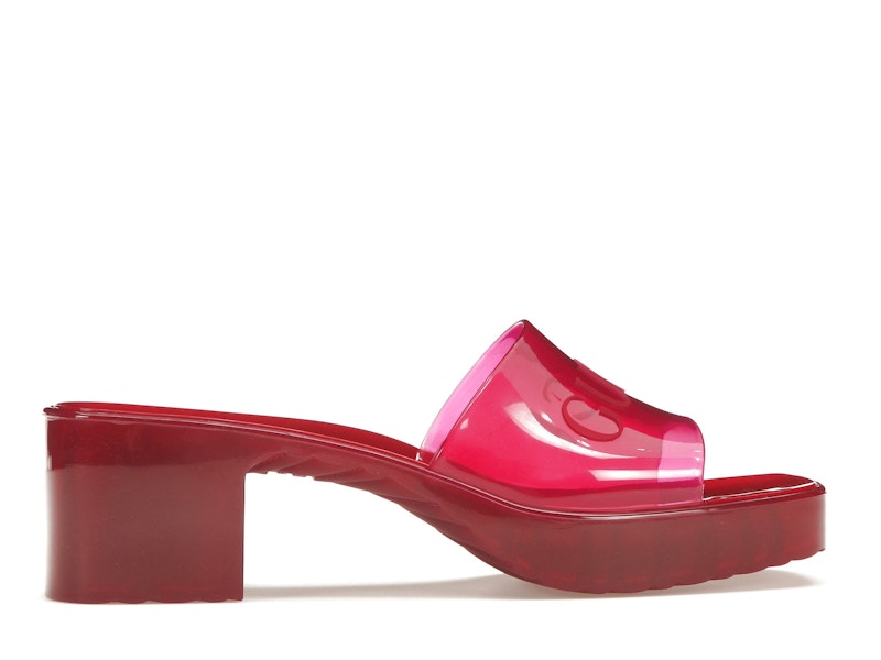 Gucci 60mm Slide Sandal Hibiscus Red Rubber