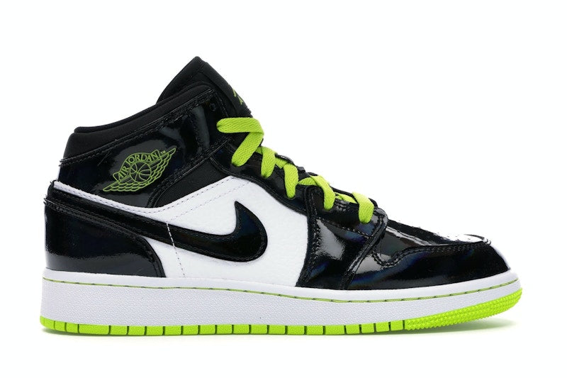 Jordan 1 Mid Black Cyber Mystic Green (GS)