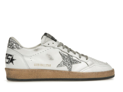 Golden Goose Ball Star White Silver Glitter (Women's)