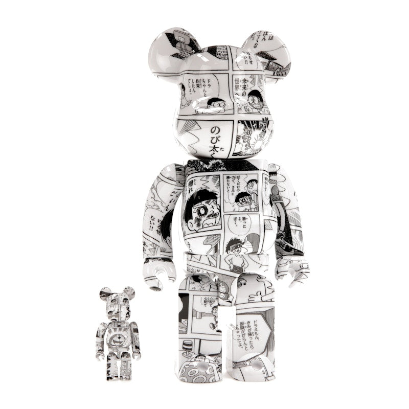 Bearbrick Doraemon (Comic Ver.) 100% & 400% Set Black & White