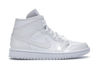 Jordan 1 Mid Triple White Patent Swoosh (Women's)
