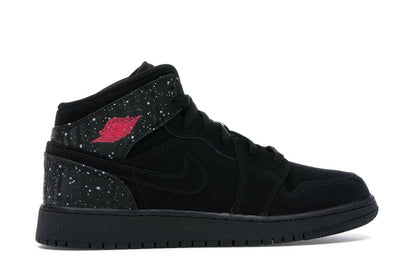 Jordan 1 Mid Black Rush Pink White Splatter (GS)