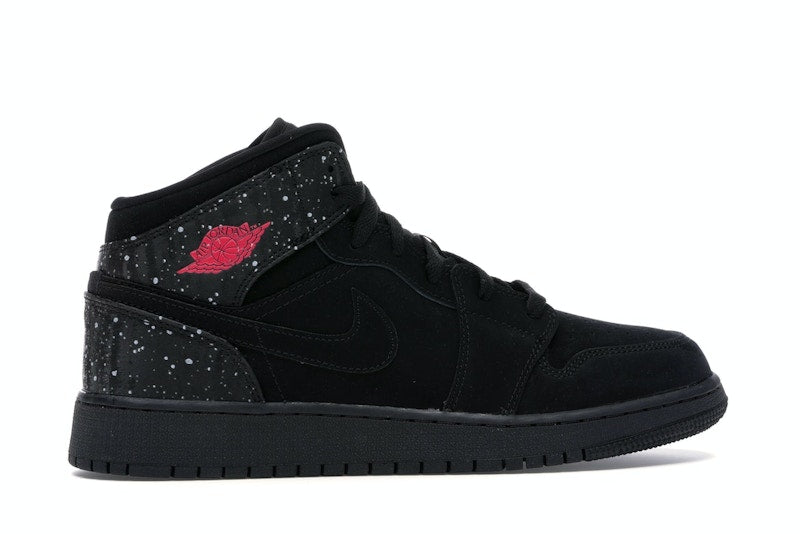Jordan 1 Mid Black Rush Pink White Splatter (GS)