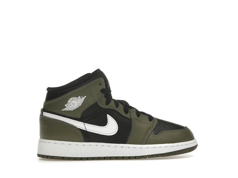 Jordan 1 Mid Black White Olive (GS)