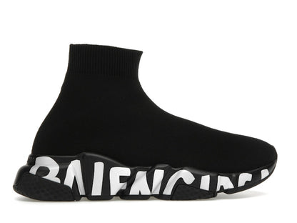 Balenciaga Speed Graffiti Trainers Black White Logo (Women's)