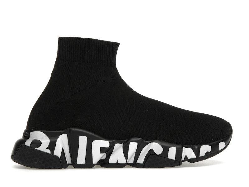 Balenciaga Speed Graffiti Trainers Black White Logo (Women's)