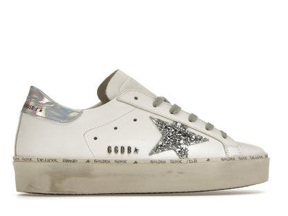Golden Goose Hi Star White Glitter Star Mirror Heel (Women's)