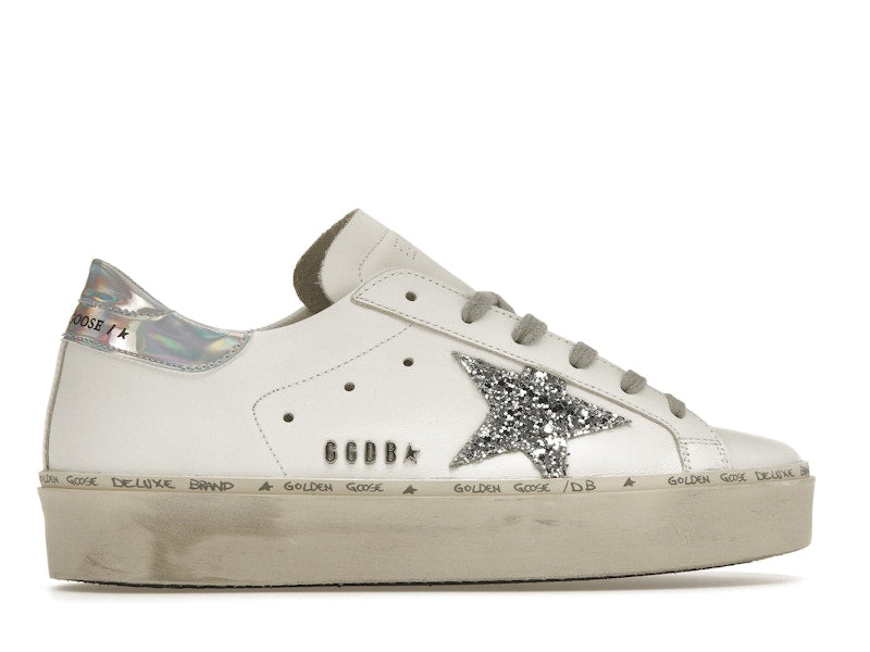 Golden Goose Hi Star White Glitter Star Mirror Heel (Women's)