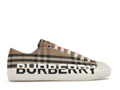 Burberry Logo Print Vintage Check Cotton Sneakers Archive Beige (Women's)