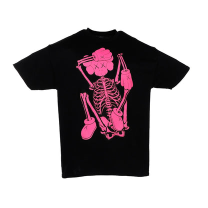 KAWS SKELETON NEW FICTION T-shirt Pink