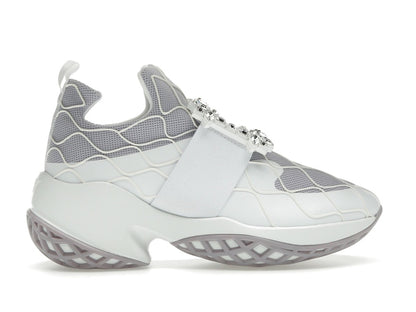 Roger Vivier Viv' Run Fabric White Purple Crystal Buckle (Women's)