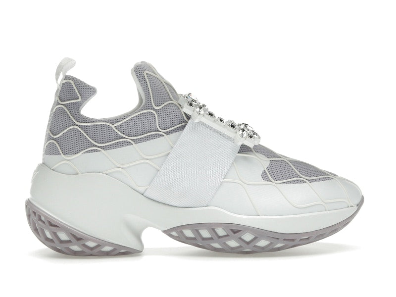 Roger Vivier Viv' Run Fabric White Purple Crystal Buckle (Women's)
