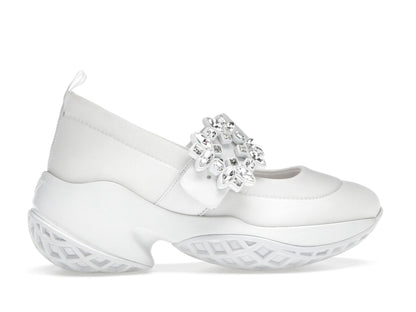 Roger Vivier Viv' Run Babies White Crystal Buckle (Women's)