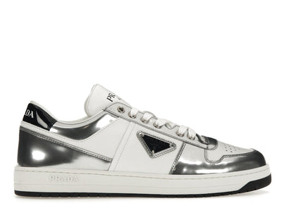 Prada Downtown Low Top Sneakers Leather White Silver