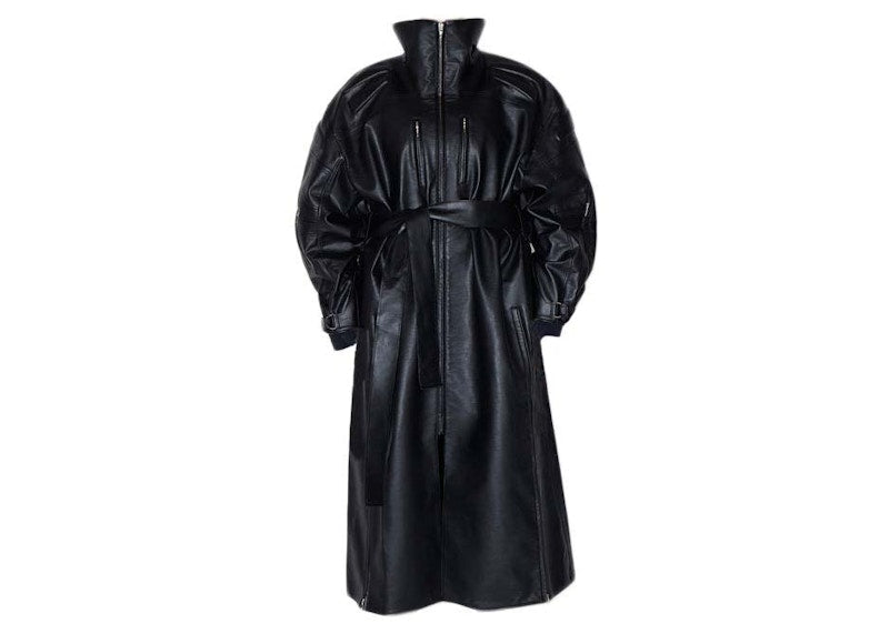 khy by Kylie Jenner Faux Leather Trench Black