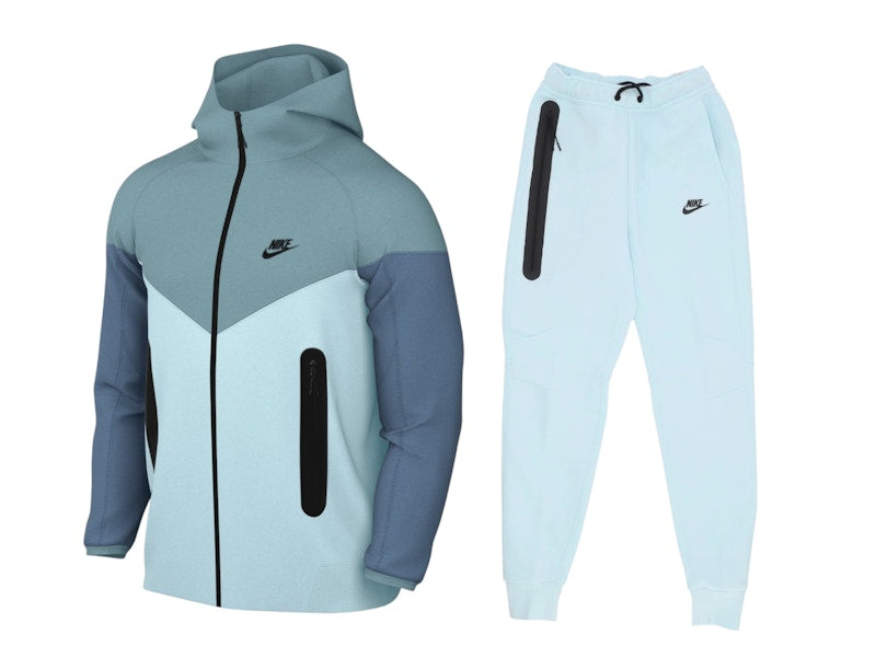 Nike Sportswear Tech Fleece Full Zip Hoodie & Joggers Set Glacier Blue/Black