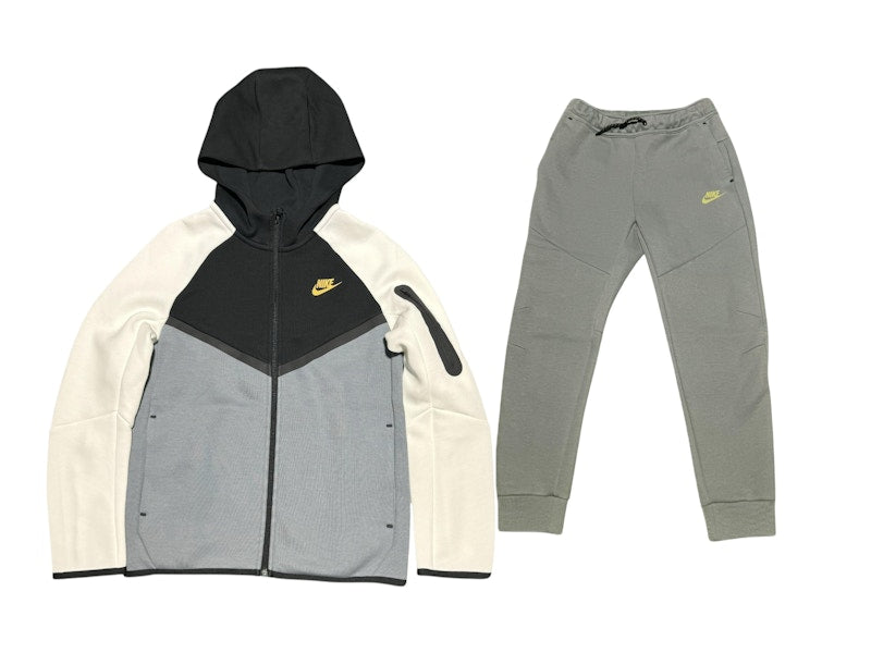 Nike Sportswear Tech Fleece Kids Full Zip Hoodie & Joggers Set Grey/White