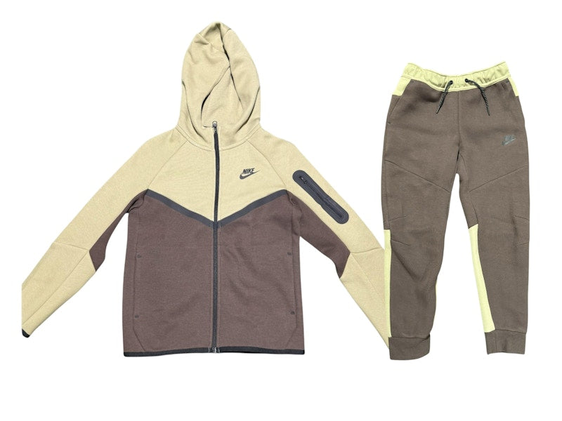 Nike Sportswear Tech Fleece Kids Full Zip Hoodie & Joggers Set Olive Green