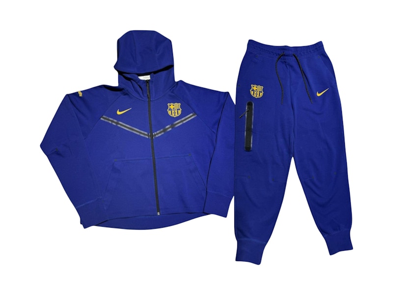 Nike x Barcelona FC Women's Tech Fleece Full Zip Hoodie & Joggers Set Royal Blue